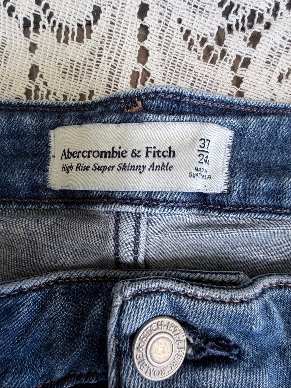 Abercrombie & Fitch Medium Blue High-Rise Super Skinny Ankle Jeans